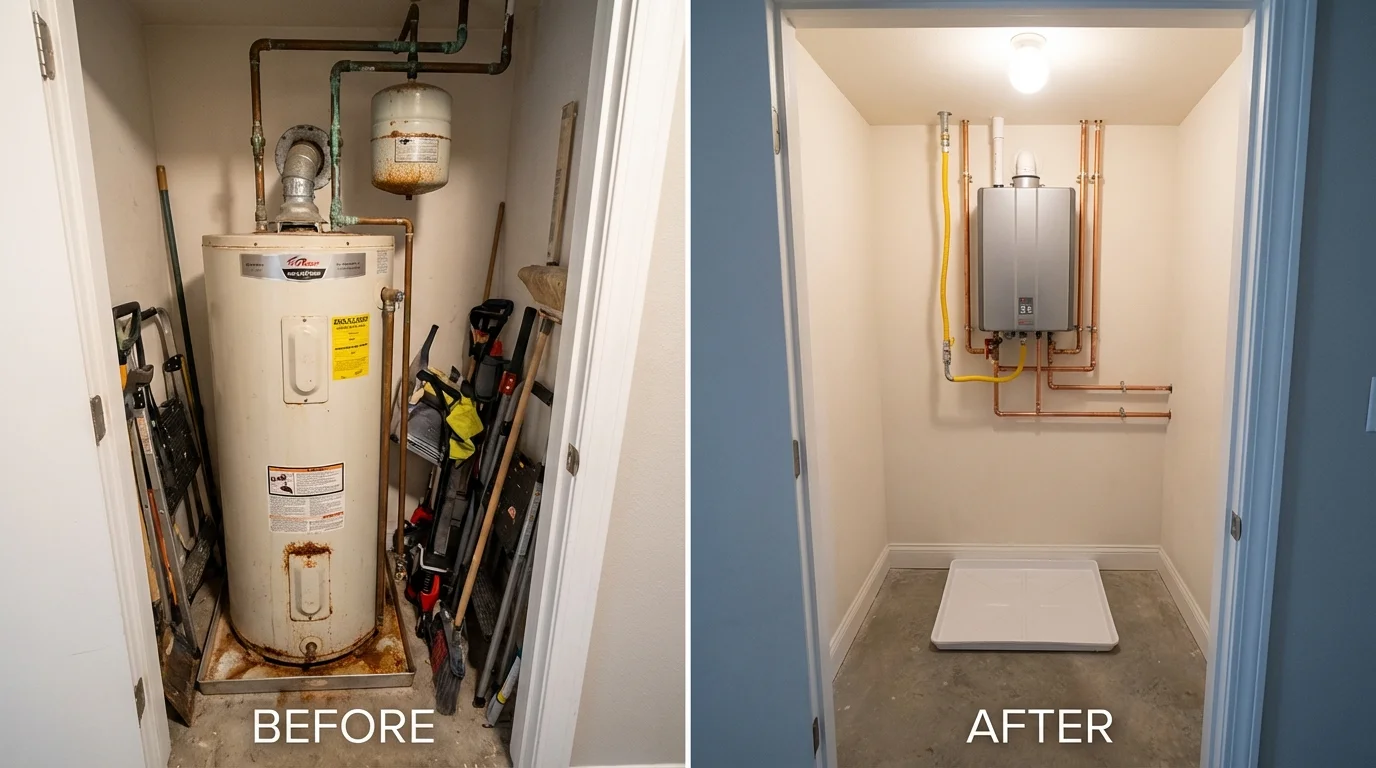 Tank water heater versus wall-mounted tankless unit comparison for Borger, TX homeowners